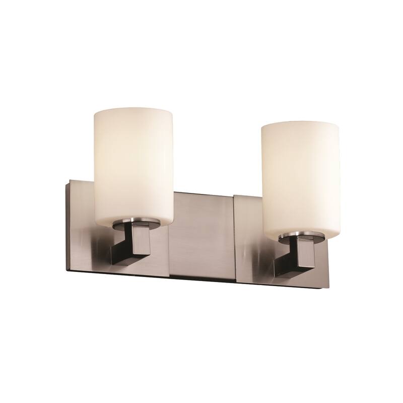 Justice Design Fusion Modular 2-light Brushed Nickel Bath Bar, Opal ...