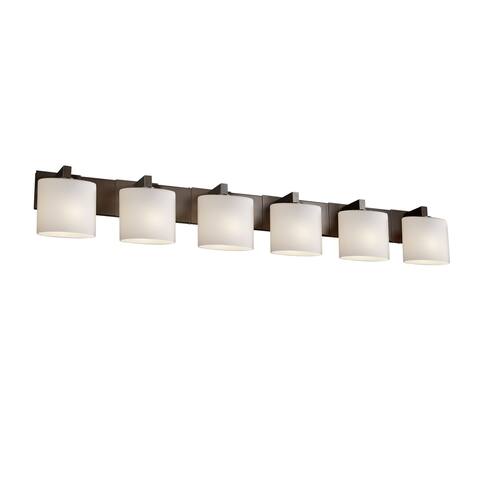 Justice Design Fusion Modular 6-light Dark Bronze Bath Bar, Opal Oval Shade