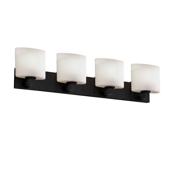 Justice Design Group Fusion Modular 4 Light Matte Black Bath Justice Design Group Fusion Modular 4 Light Matte Black Bath Bar Opal Oval Shade