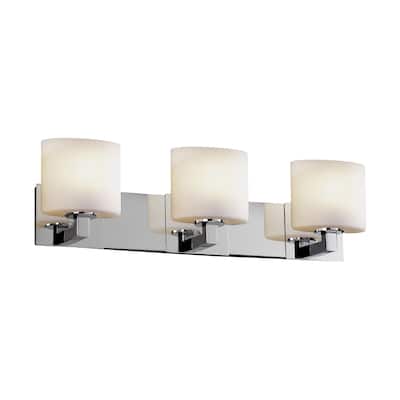Justice Design Fusion Modular 3-light Polished Chrome Bath Bar, Opal Oval Shade
