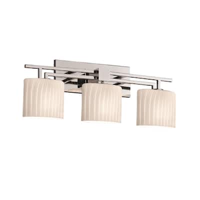 Justice Design Fusion Aero 3-light Polished Chrome Bath Bar, Ribbon Oval Shade