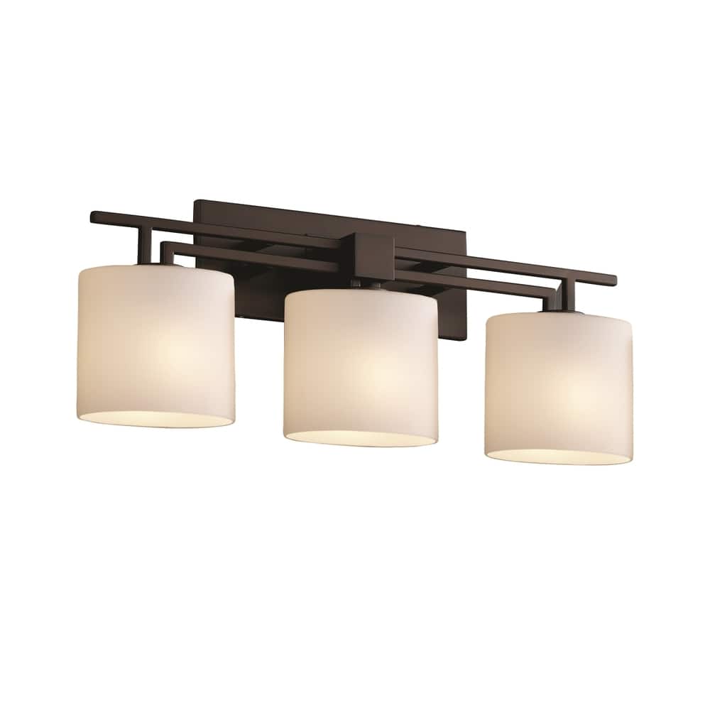 Justice Design Fusion Aero 3-light Dark Bronze Bath Bar, Opal Oval Shade