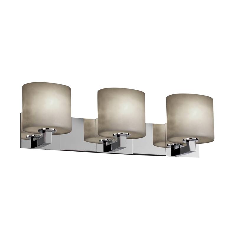 Justice Design Clouds Modular 3-light Polished Chrome Bath Bar, Clouds Oval Shade
