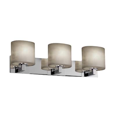 Justice Design Clouds Modular 3-light Polished Chrome Bath Bar, Clouds Oval Shade