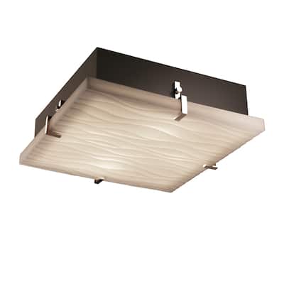 Justice Design Group Porcelina Clips 4-light Polished Chrome Flush Mount, Square Waves Shade