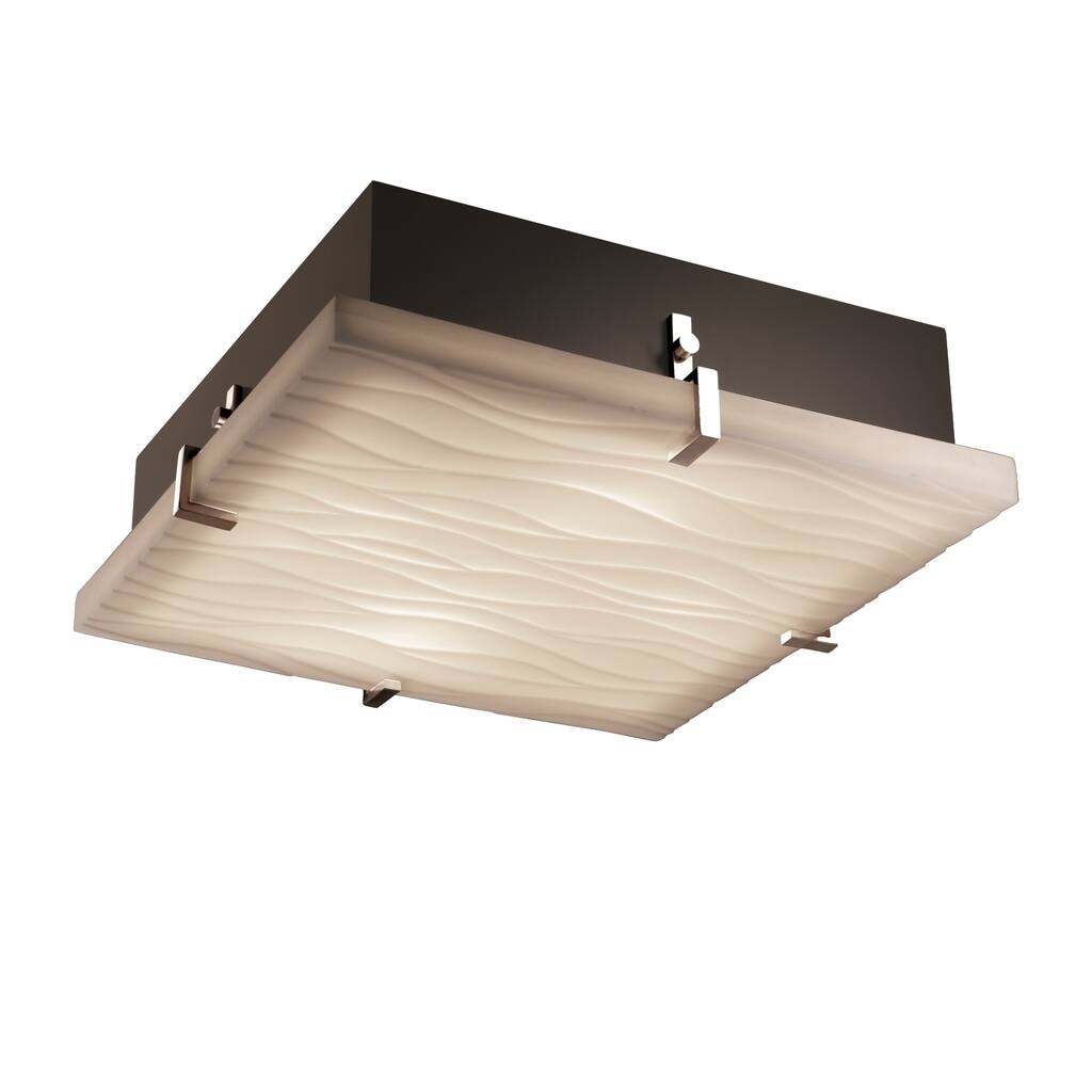 Justice Design Group Porcelina Clips 4-light Polished Chrome Flush Mount, Square Waves Shade