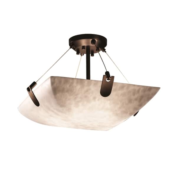 slide 2 of 1, Justice Design Clouds U-Clips 3-light Dark Bronze Square Bowl Semi-flush