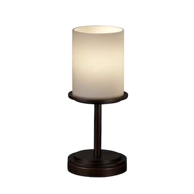 Justice Design Fusion Dakota 1-light Dark Bronze Table Lamp, Short Opal Cylinder - Flat Rim Shade