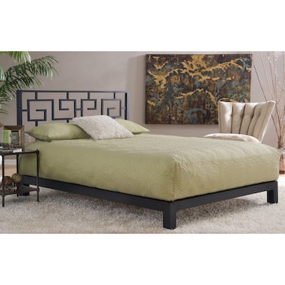 The Curated Nomad Alameda Greek Key Metal Headboard and Platform BedBlack