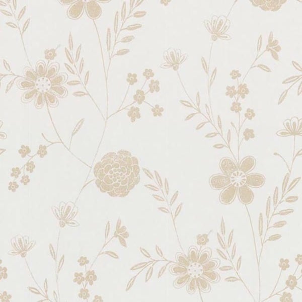 Beige Floral Silhouette Wallpaper