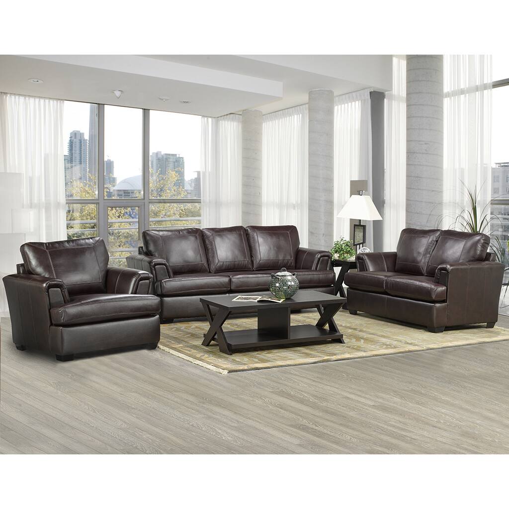 Duke Italian Leather Sofa, Loveseat, and Chair Set