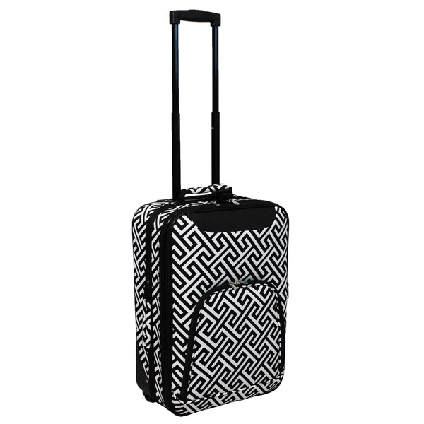 World Traveler Lightweight 20inch Greek Key Carryon Rolling Upright Suitcase Free Shipping