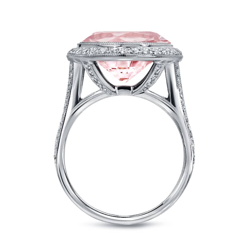 Auriya 14k White Gold Vintage 5ct Pink Morganite and 3/4ct TDW Round Diamond Halo Engagement Ring