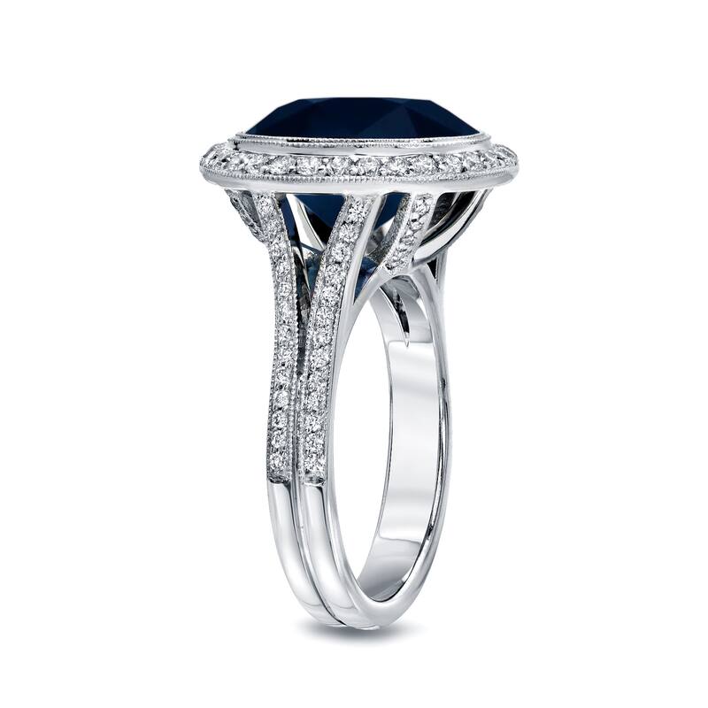 Auriya 5 Carat Blue Sapphire and 3/4ctw Halo Diamond Engagement Ring 14k Gold