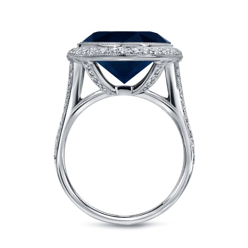 Auriya 5 Carat Blue Sapphire and 3/4ctw Halo Diamond Engagement Ring 14k Gold