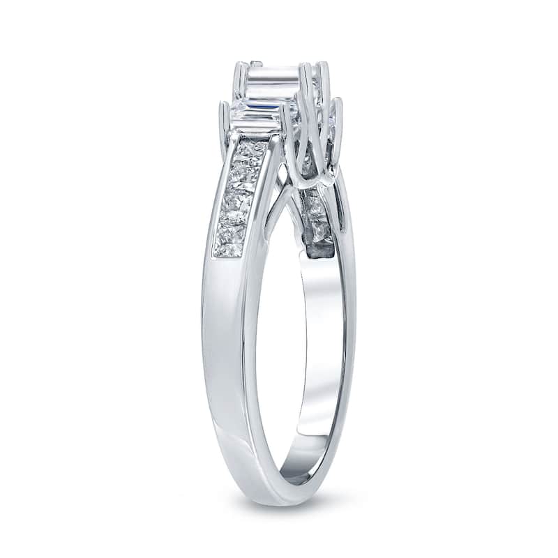 Auriya 14k Gold 1 1/4ctw Emerald-cut 3-Stone Diamond Engagement Ring