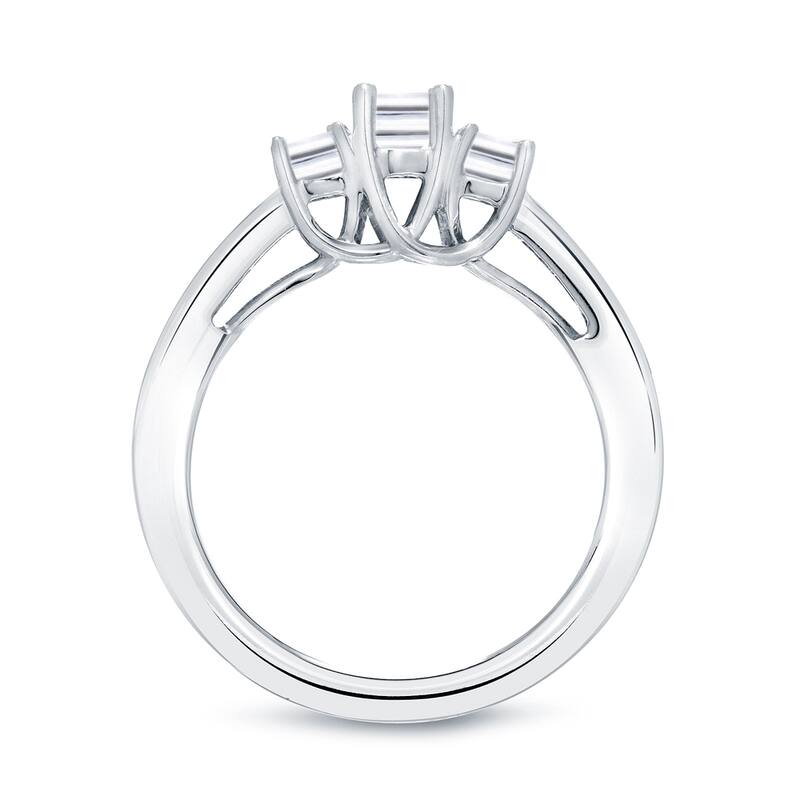 Auriya 14k Gold 1 1/4ctw Emerald-cut 3-Stone Diamond Engagement Ring