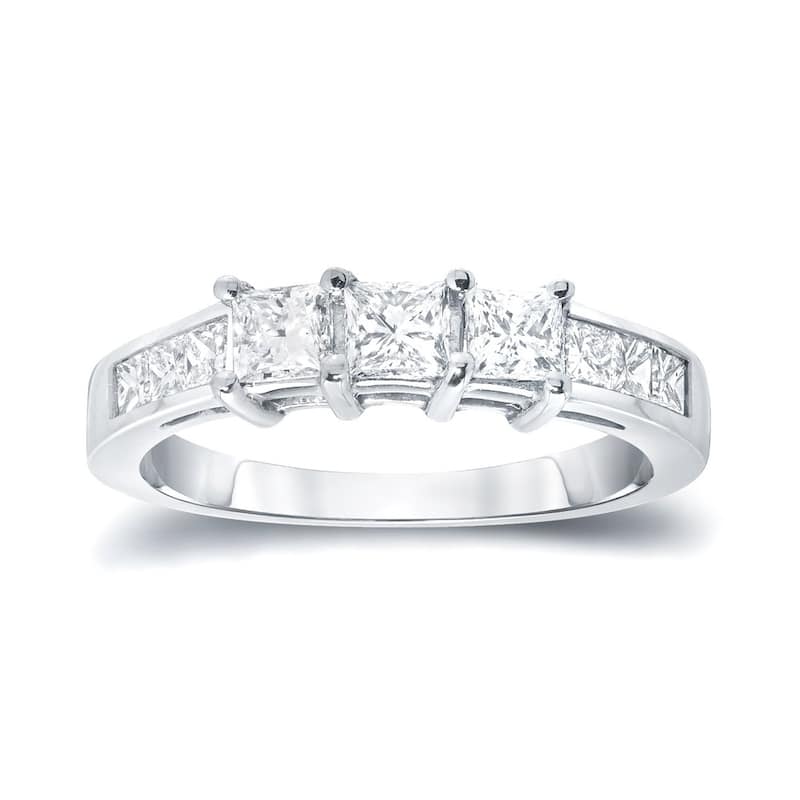 Auriya 14k Gold 1ctw Princess-cut 3-Stone Diamond Engagement Ring (H-I, SI1-SI2)