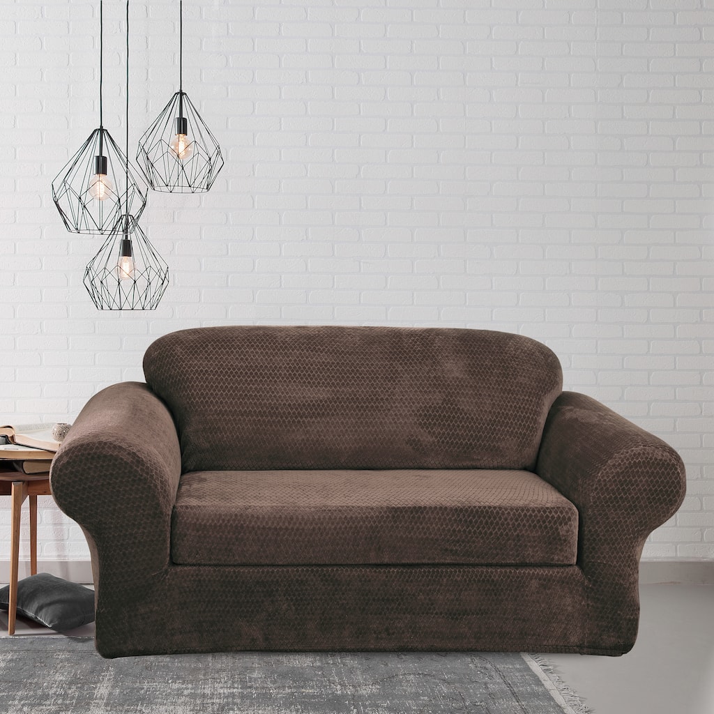 Sure Fit Stretch Royal Diamond Two Piece Loveseat Slipcover