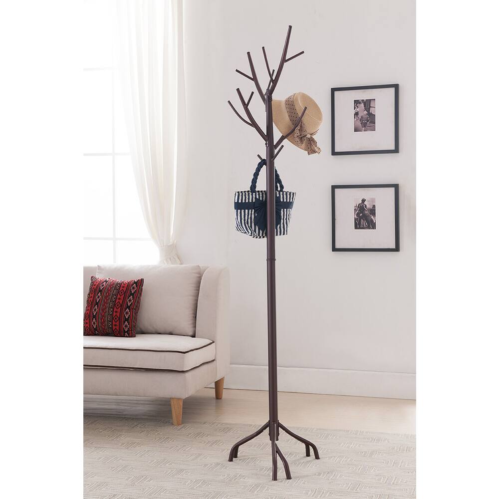Metal Hall Tree Freestanding Coat & Hat Rack with Branches, Bronze