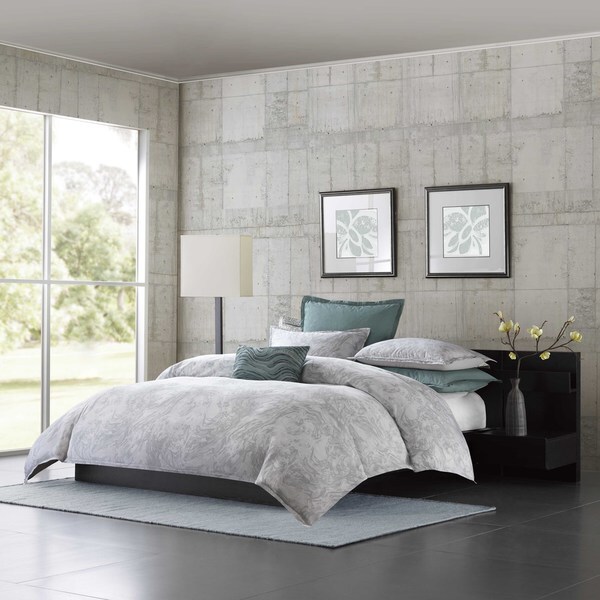 Metropolitan Home Marble Cotton 3-piece Duvet Cover Set