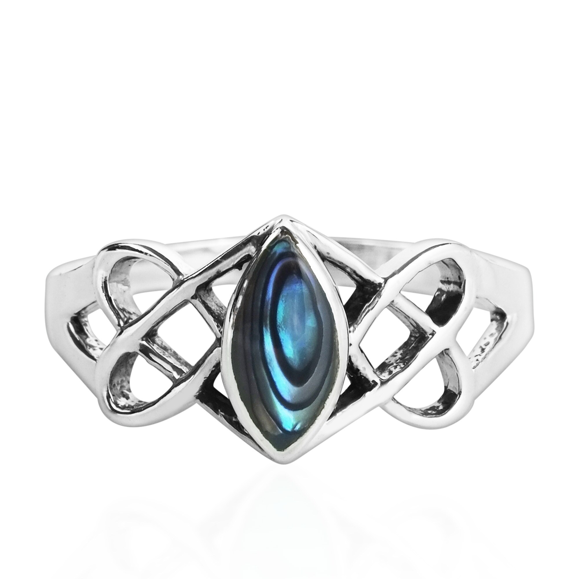 Celtic Mystic Topaz Ring 925 Sterling Silver Trinity Knot Band Ring