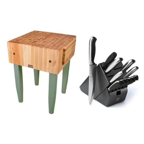 Butcher Block and Knife Set