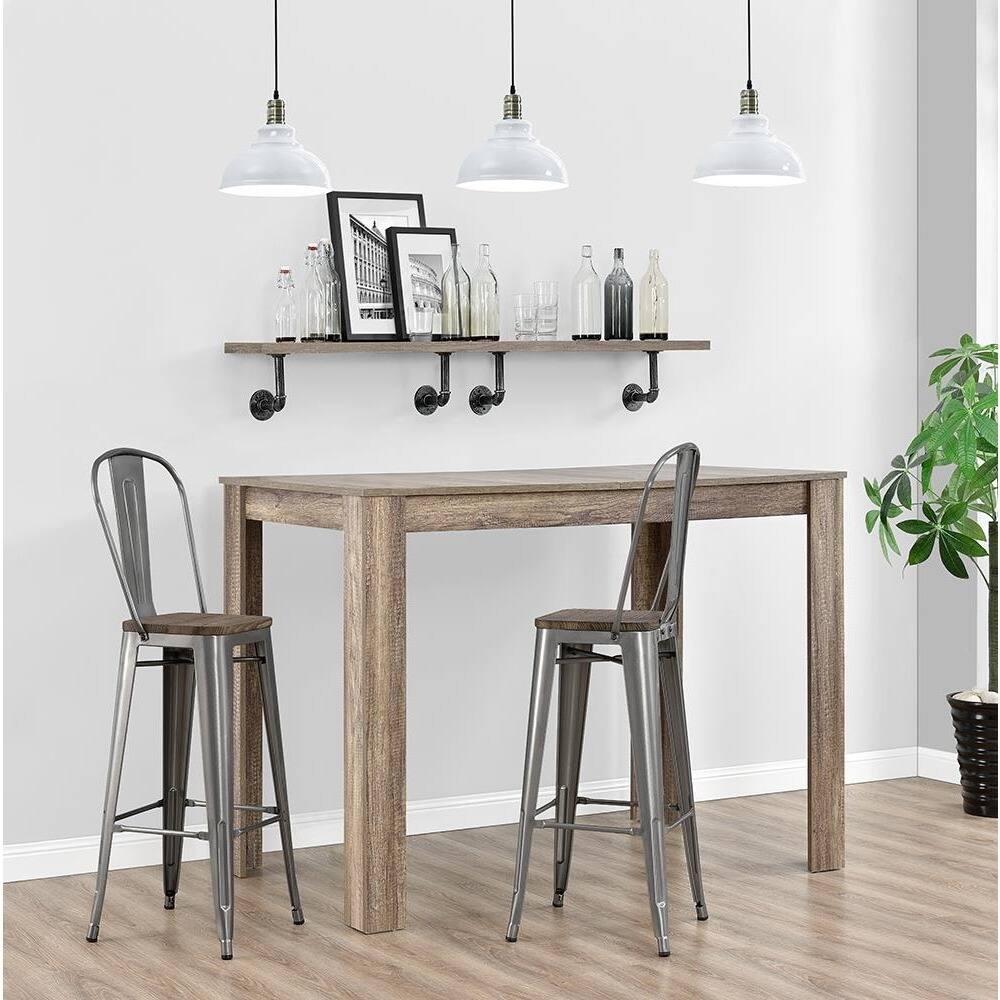 Avenue Greene Luxor Metal Bar Stool with Wood Seat (Set of 2) - N/A