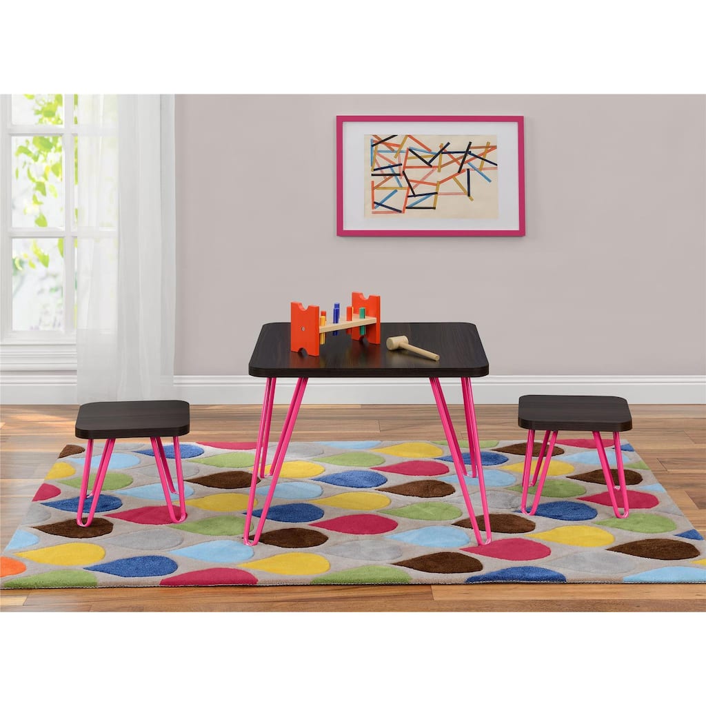 Altra Kids Pink Retro Style 3-piece Table and Stool Set