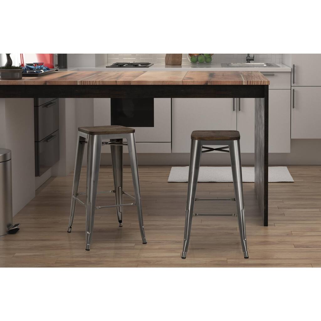 DHP Fusion 30-inch Industrial Metal Backless Counter Stool (Set of 2)