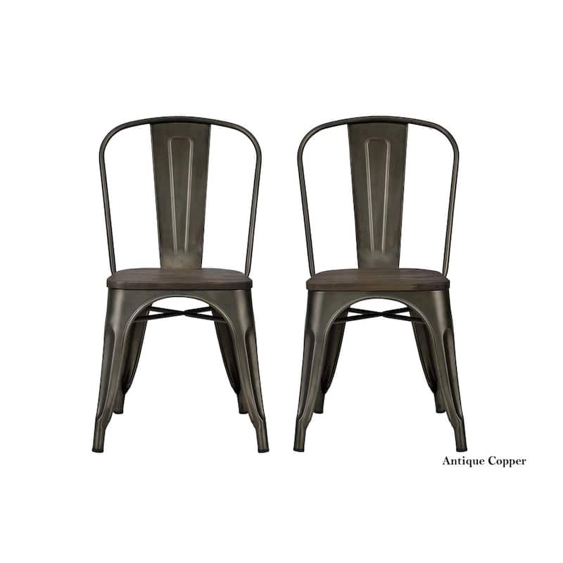 Avenue Greene Filipa Metal Dining Chair, Set of 2 - N/A - Antique Copper