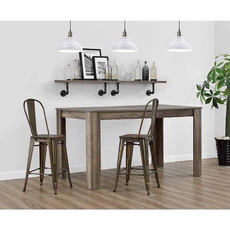 Avenue Greene Lyssa 24" Metal Counter Stool with Wood Seat , Set of 2