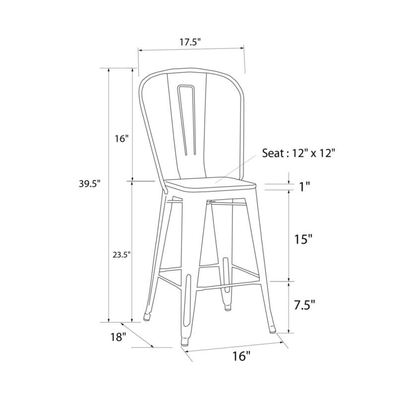 Avenue Greene Lyssa 24" Metal Counter Stool with Wood Seat , Set of 2