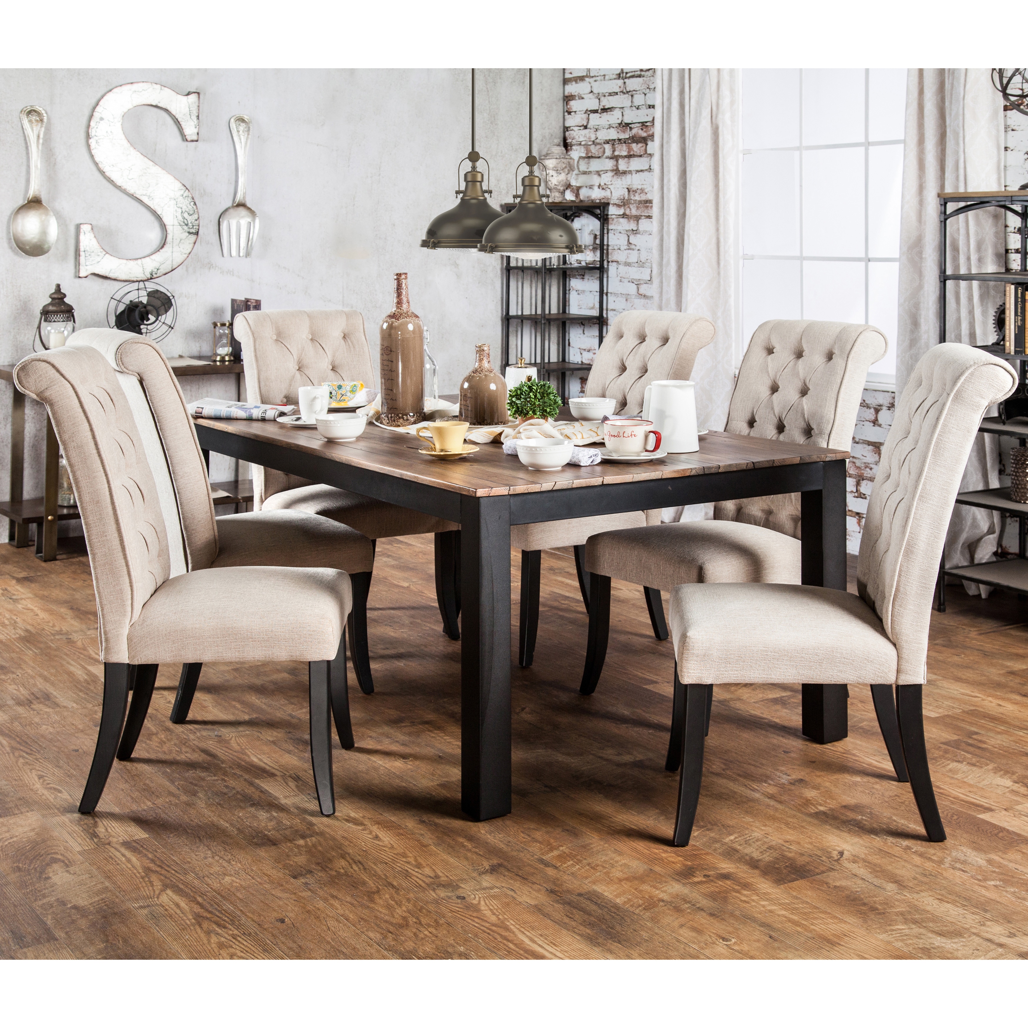 Furniture Of America Sheila Rustic Two Tone Dining Table Free