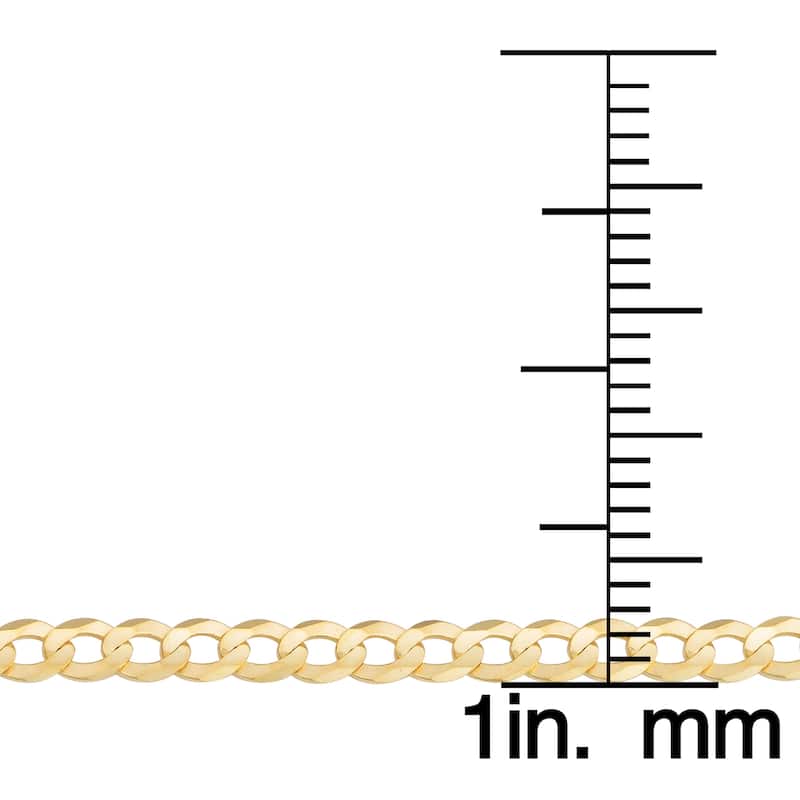 Fremada 14k Yellow Gold 2.6-mm High Polish Solid Curb Link Necklace