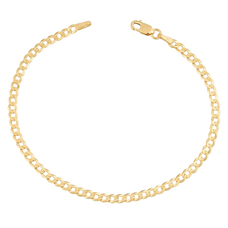 Fremada 14k Yellow Gold 3-mm High Polish Solid Curb Link Bracelet - 7.5 Inches - 7.5 Inch