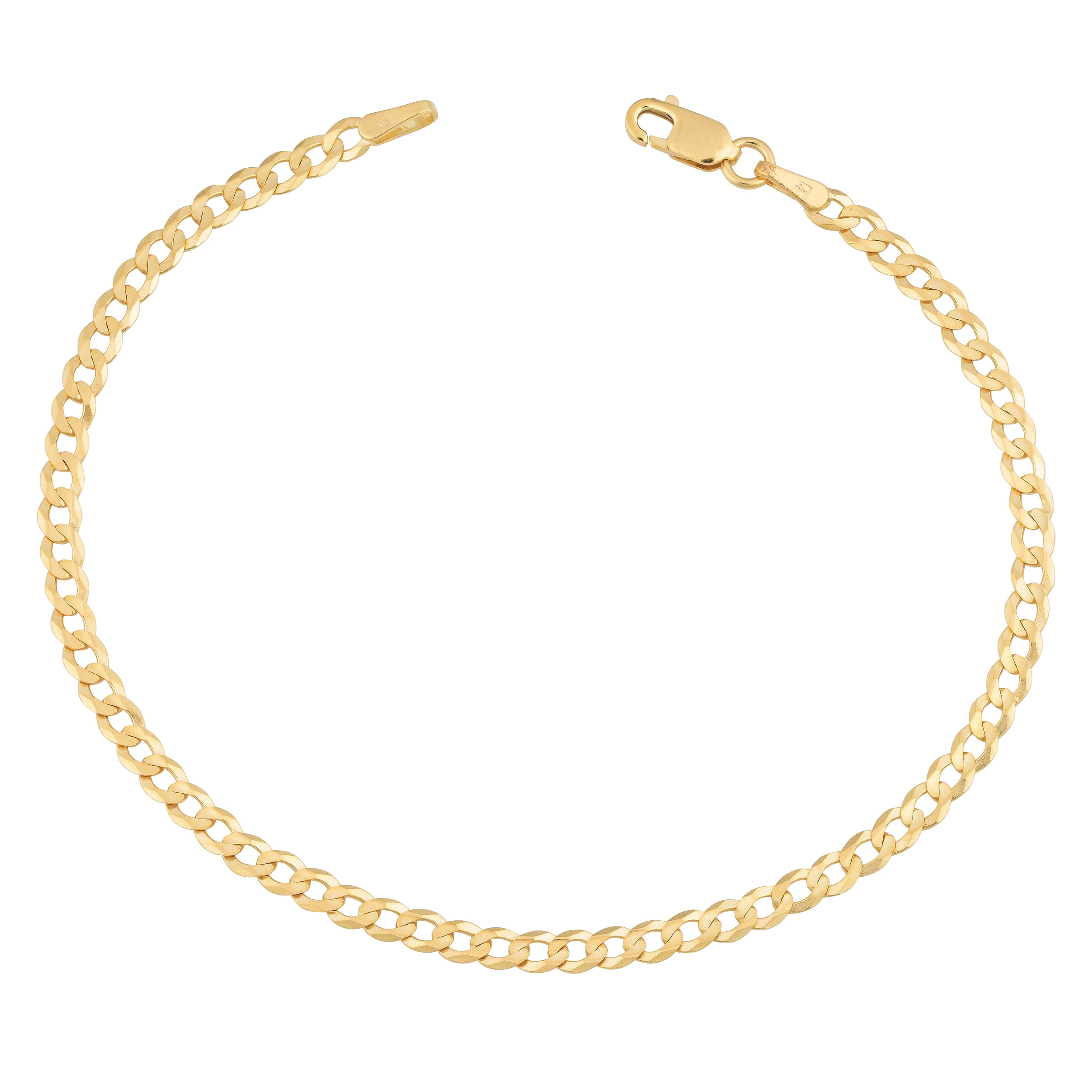 Au Naturale 14k Yellow Gold 3-mm High Polish Solid Curb Link Bracelet
