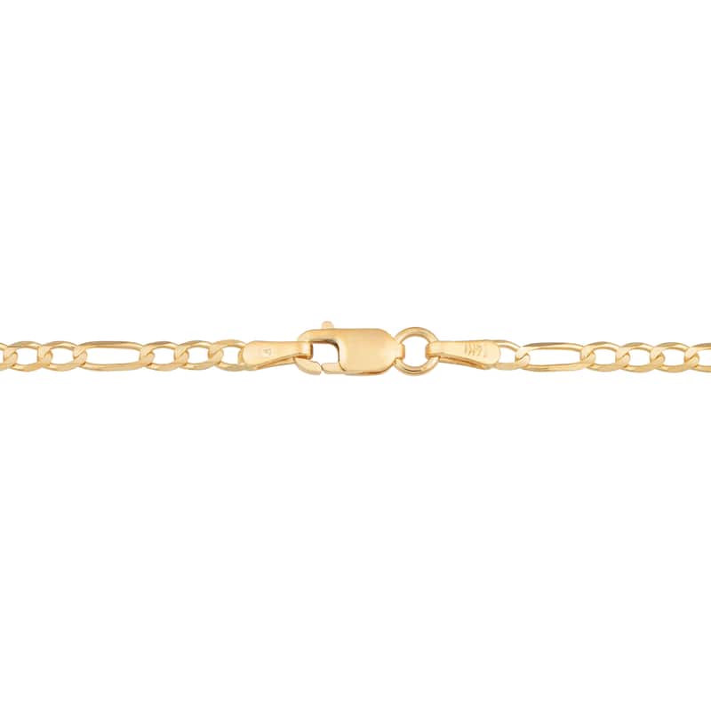 Fremada 14k Yellow Gold 2.3-mm High Polish Solid Figaro Link Bracelet (7.5 inches)