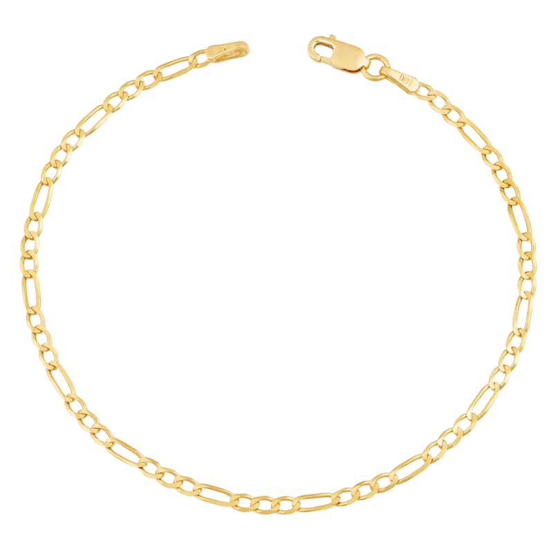 Fremada 14k Yellow Gold 2.3-mm High Polish Solid Figaro Link Bracelet (7.5 inches)