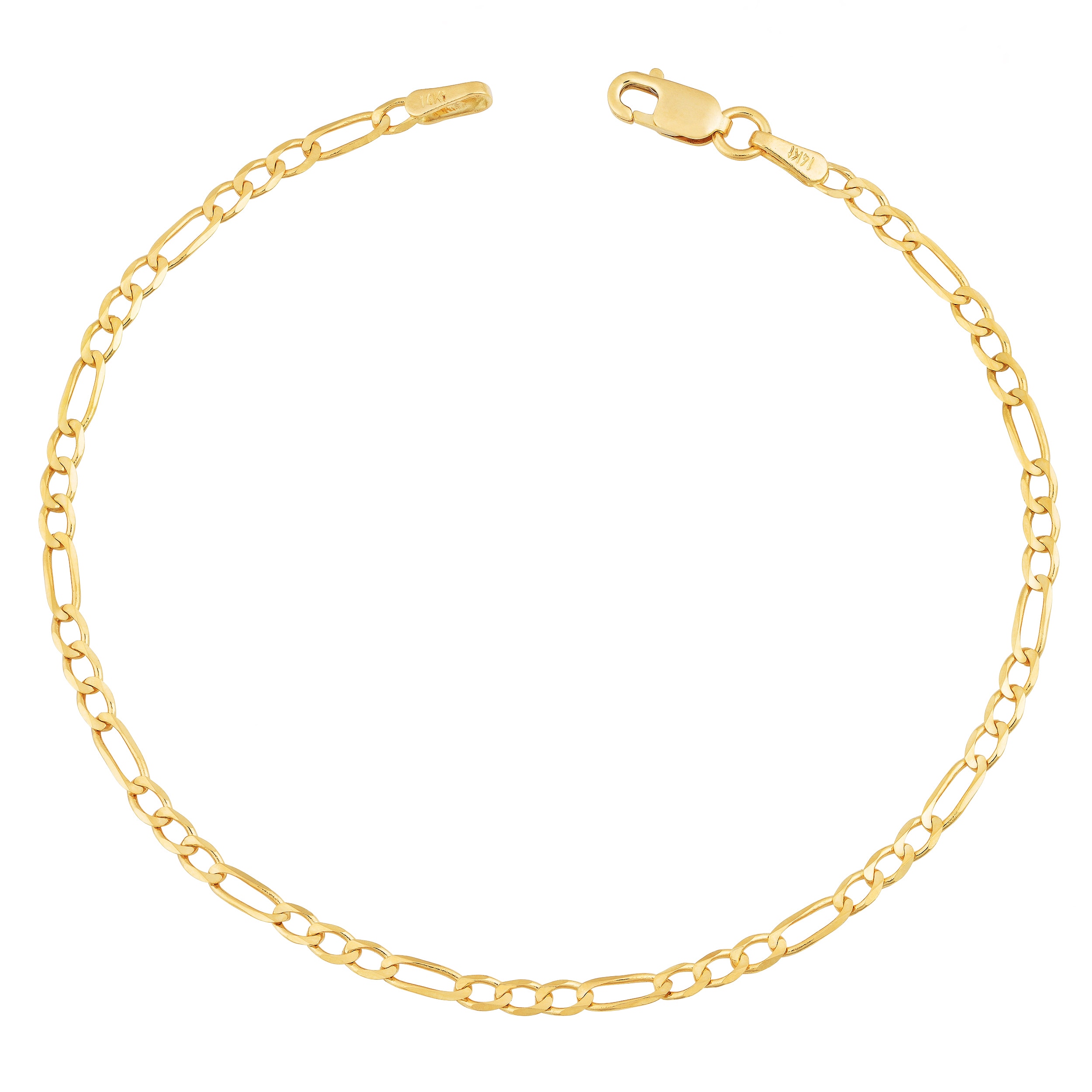 Au Naturale 14k Yellow Gold 2.3-mm High Polish Solid Figaro Link Bracelet (7.5 inches)