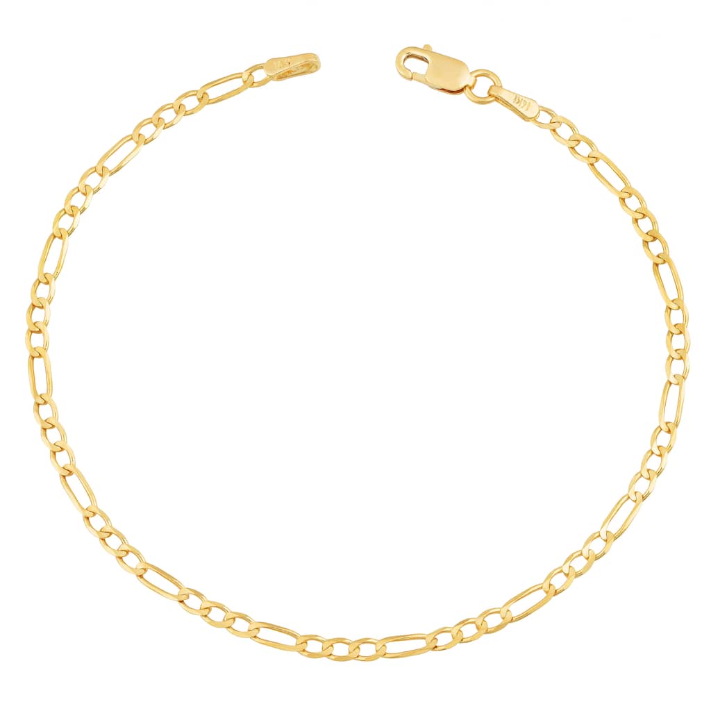 Fremada 14k Yellow Gold 2.3-mm High Polish Solid Figaro Link Bracelet (7.5 inches)