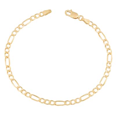 Fremada 14k Yellow Gold 3.3-mm High Polish Solid Figaro Link Bracelet (7.5 or 8.5 inches)