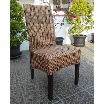Java Woven Rattan/Mahogany Dining Chair