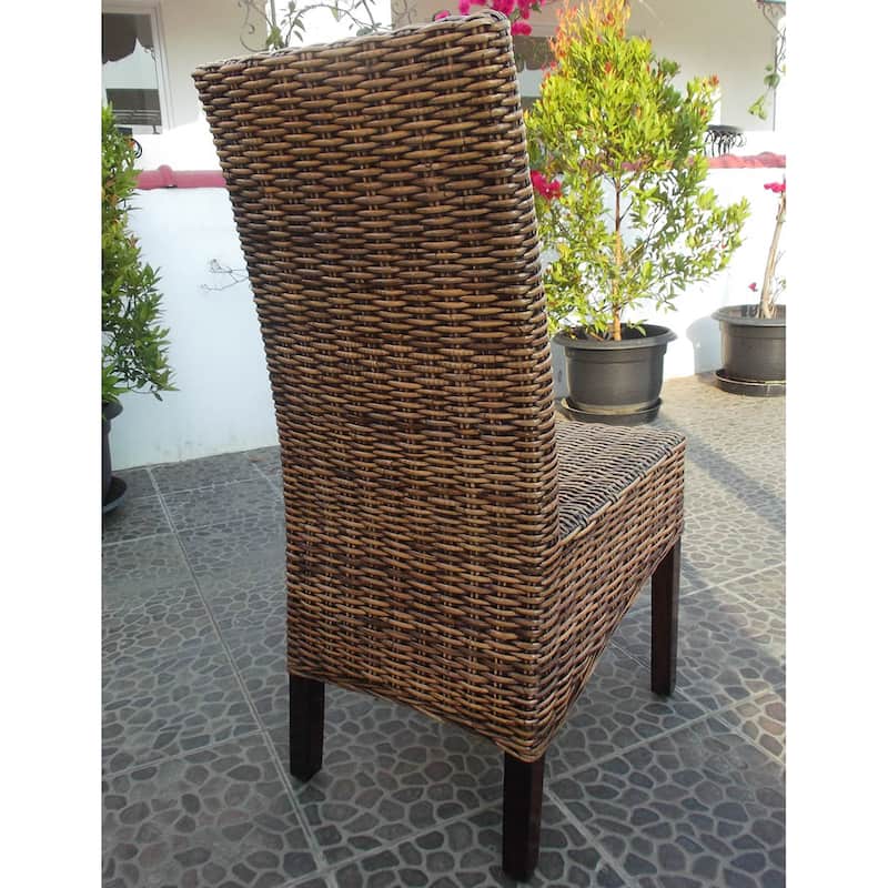 Java Woven Rattan/Mahogany Dining Chair