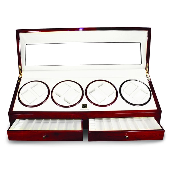 Steinhausen Cherrywood Finish Quad II Watch Winder with Slots and