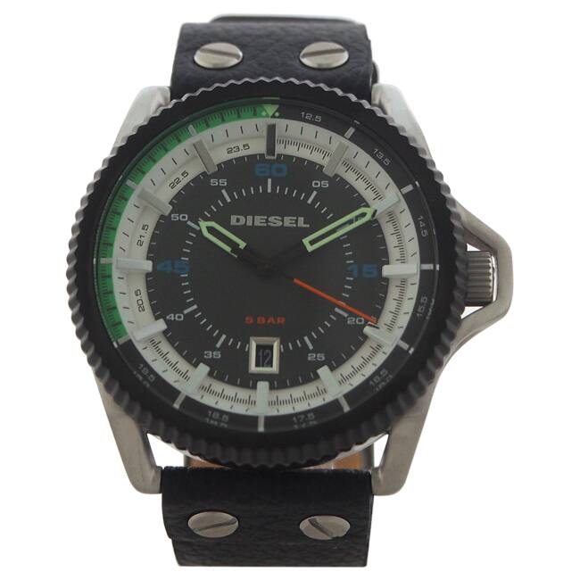 Diesel Men's DZ1717 'Rollcage' Black Leather Watch