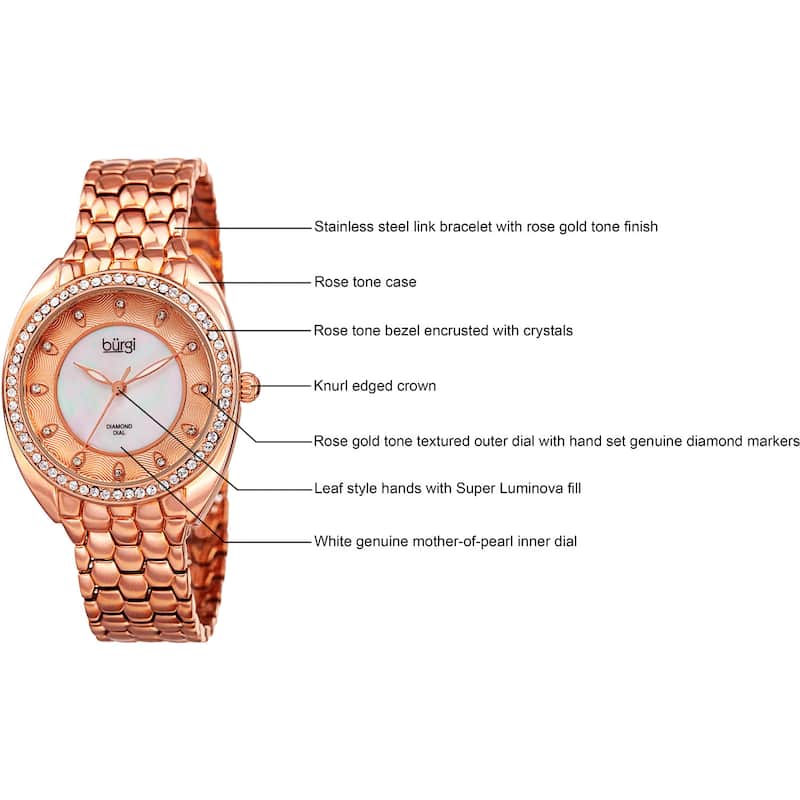 Burgi Women's Quartz Diamond Crystal Bracelet Watch