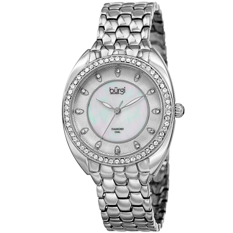 Burgi Women's Quartz Diamond Crystal Bracelet Watch - Silver Tone