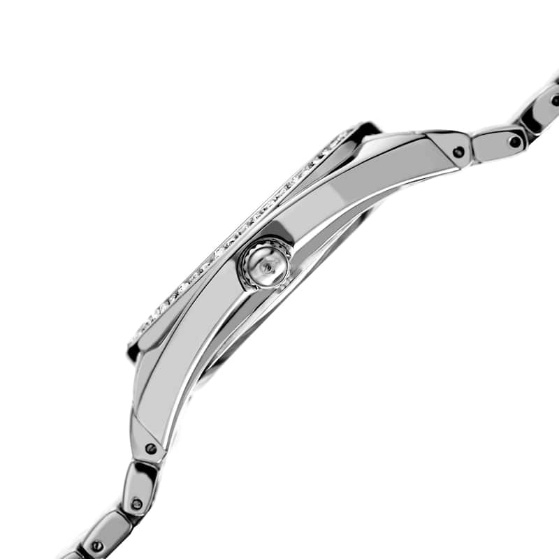 Burgi Women's Quartz Diamond Crystal Silver-Tone Bracelet Watch - silver