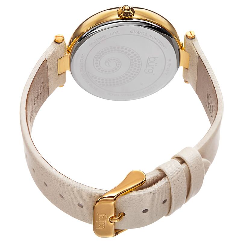 Burgi Women's Quartz Diamond Crystal Leather Strap Watch